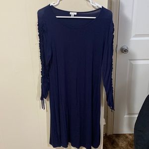 A navy blue dress great for church or a formal get together